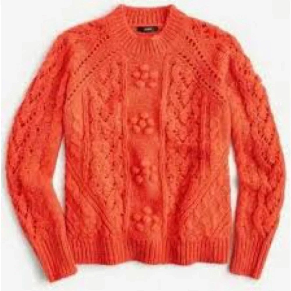 J. Crew M Cable-Knit Pointelle Sweater